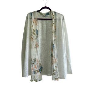 Elena Baldi White Silk Cardigan Floral Accent Made In Italy Size 3X